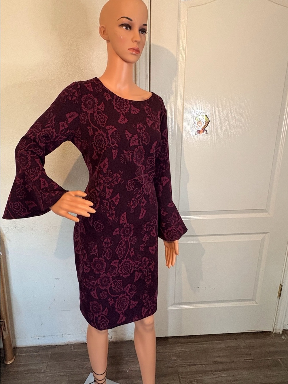 Tommy Hilfiger Plum Floral Long-Sleeve Shift Dress
